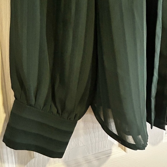Ann Taylor Women’s Forest Green Button-down Collared Blouse w/ Neck Belt Sz. XS - Picture 5 of 10